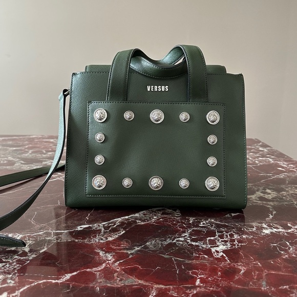Versace Green Studded Bag - Picture 2 of 6